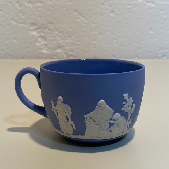 Wedgwood Blue Jasperware Teacup with White Motif - Picture 2 of 8